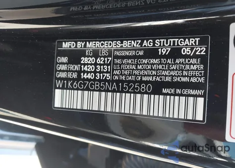 2022 Mercedes-Benz S 580 4Matic from USA, damaged, VIN W1K6G7GB5NA152580